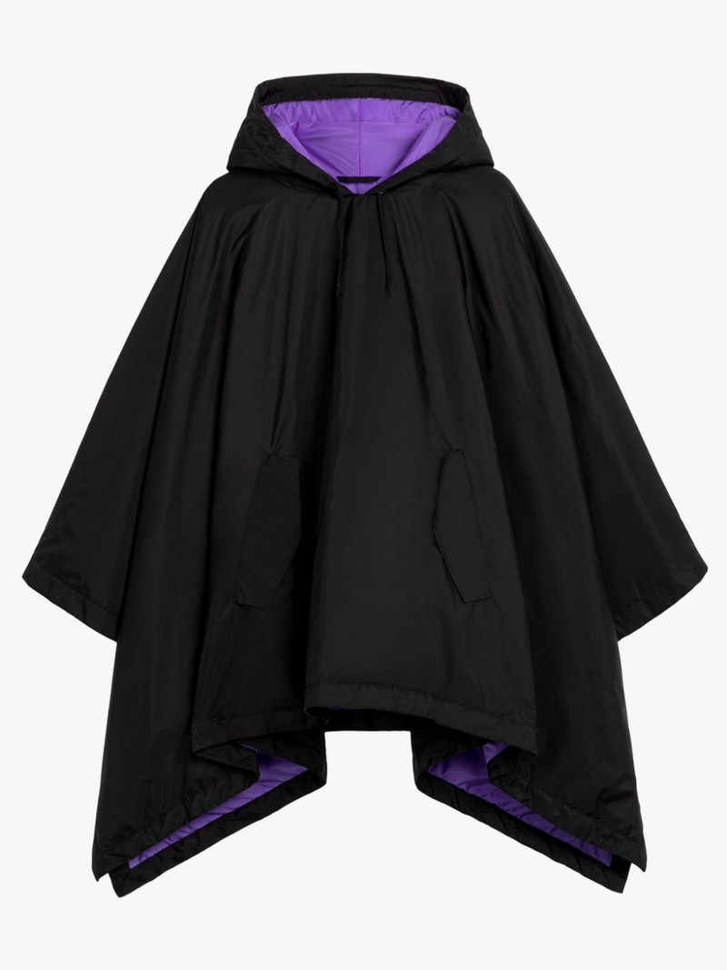 SIMA BLACK NYLON HOODED PONCHO 1