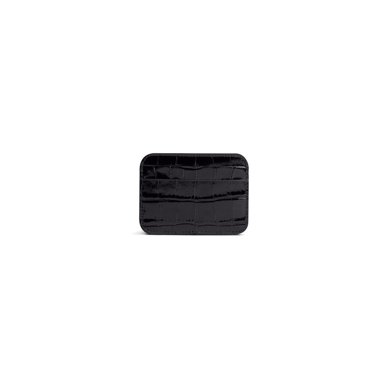 BALENCIAGA Cash Card Holder Crocodile Embossed in Black/white outlook