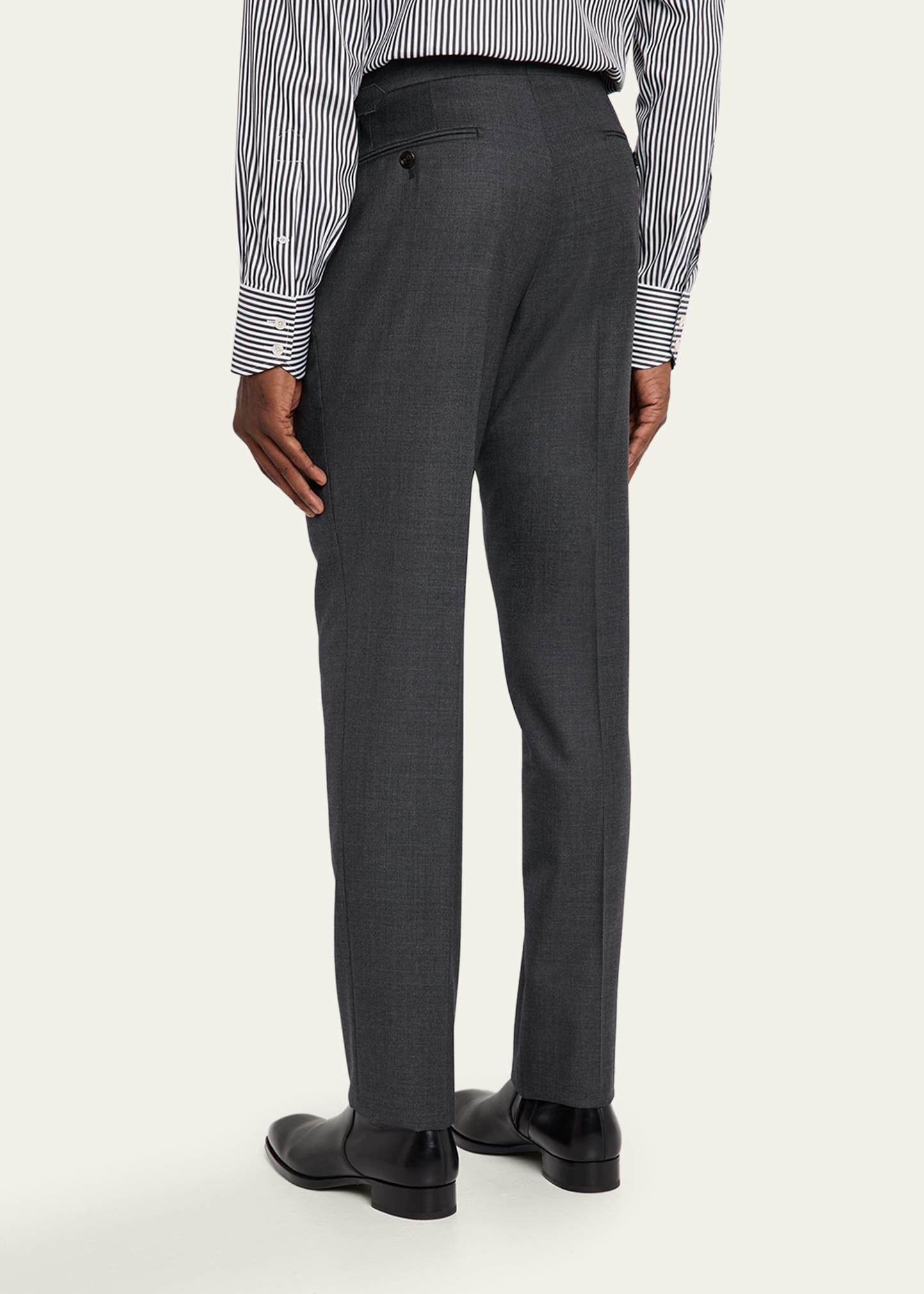 Men's Wool Sharkskin Flat-Front Pants - 3