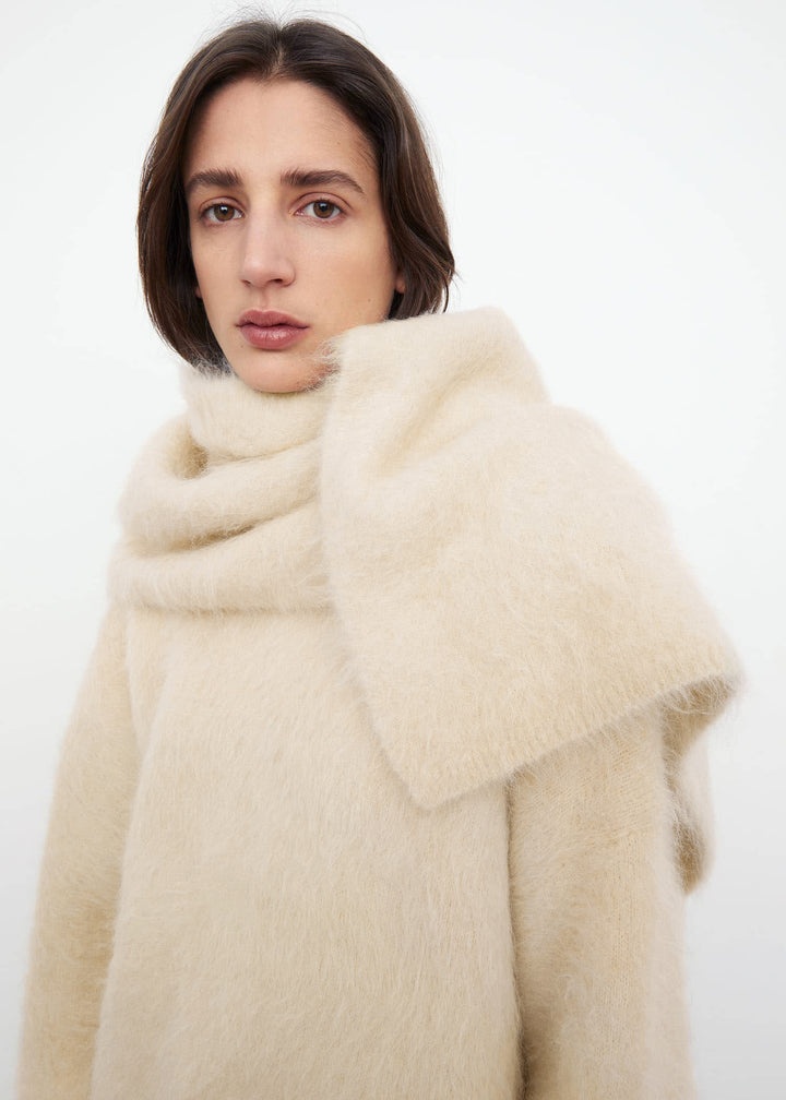Alpaca knit scarf creme - 2