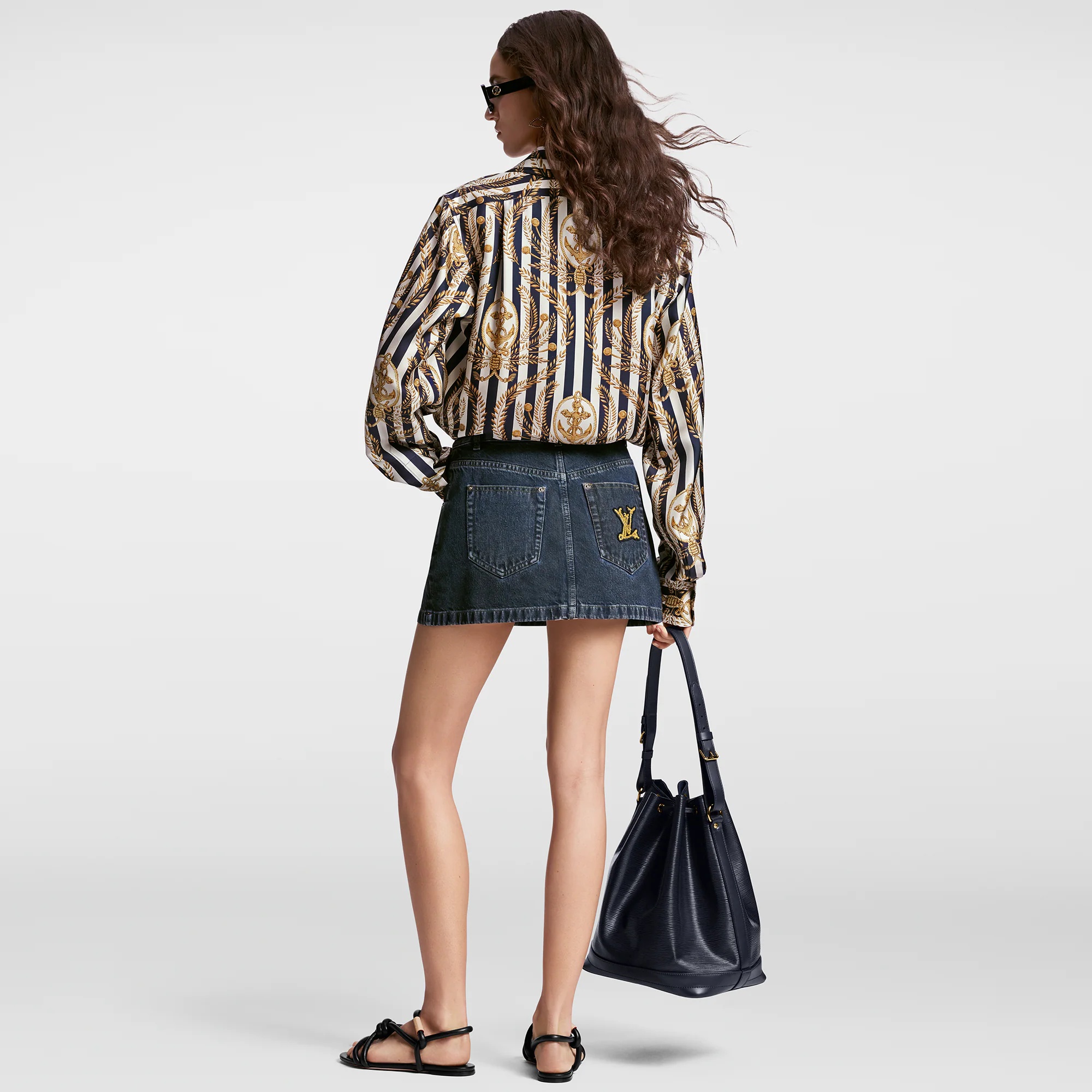 Nautical LV Patch Denim Mini Skirt - 3