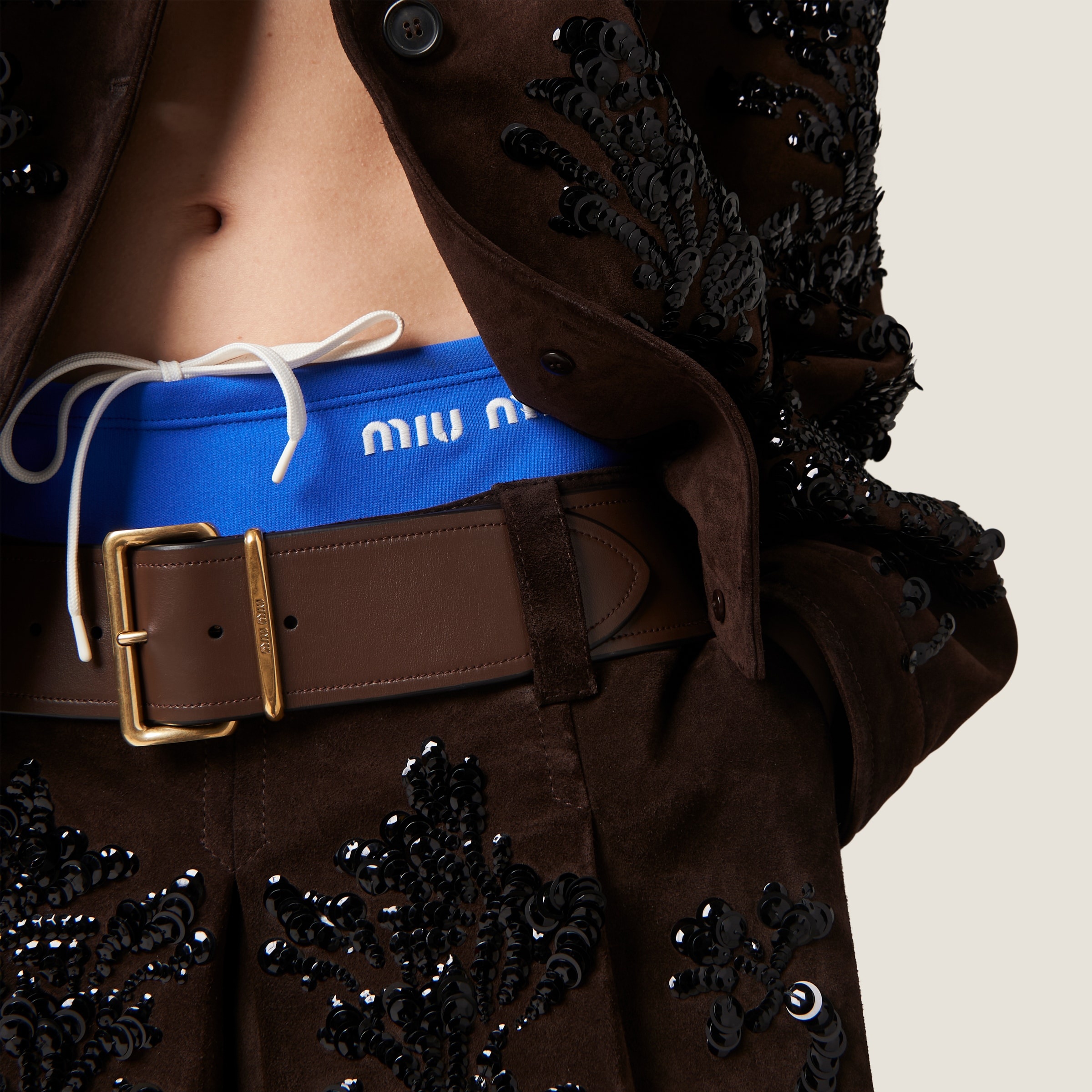 Suede skirt with embroidery - 5