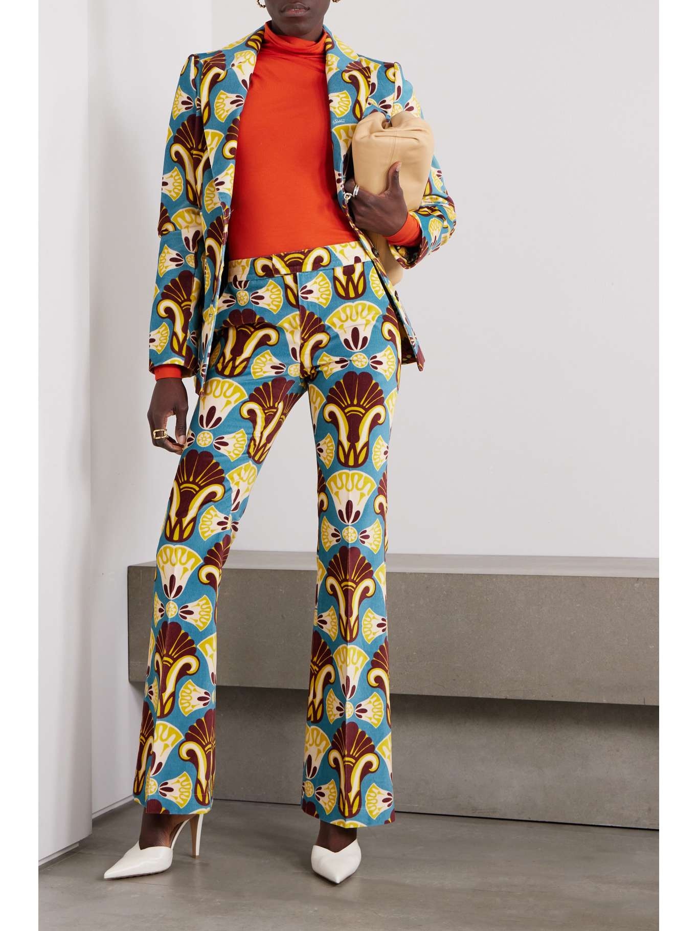 Saturday Night printed cotton-velvet flared pants - 2