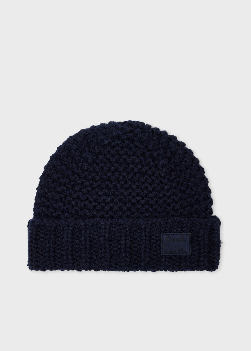 Navy Chunky Knit Wool Beanie 1
