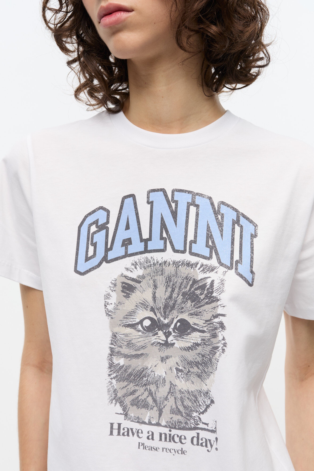 WHITE RELAXED JERSEY KITTY T-SHIRT - 5