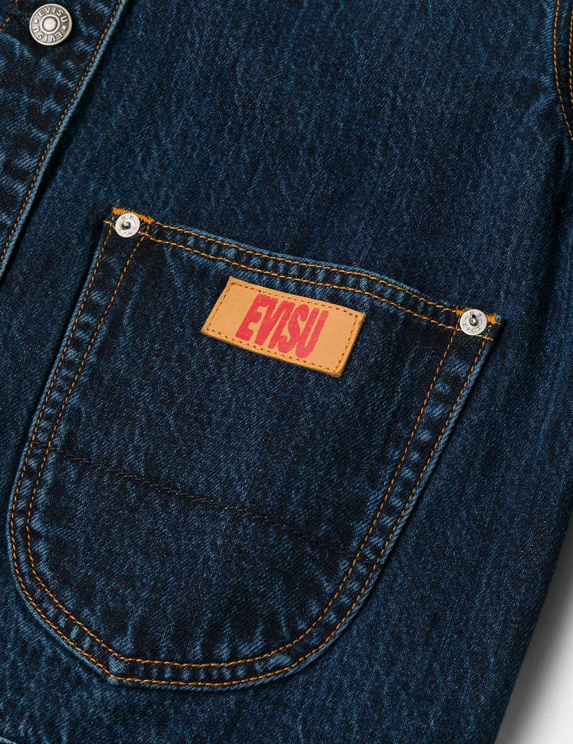 Gradient Print Loose Fit Washed Denim Jacket - 5