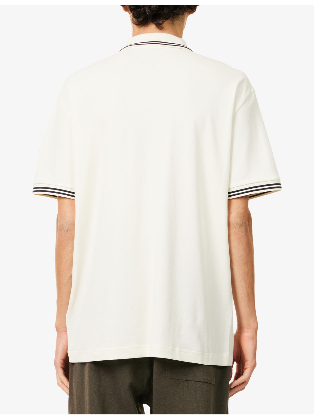 Logo-Embroidery Stripe-Trim Cotton-Jersey Polo Shirt - 4