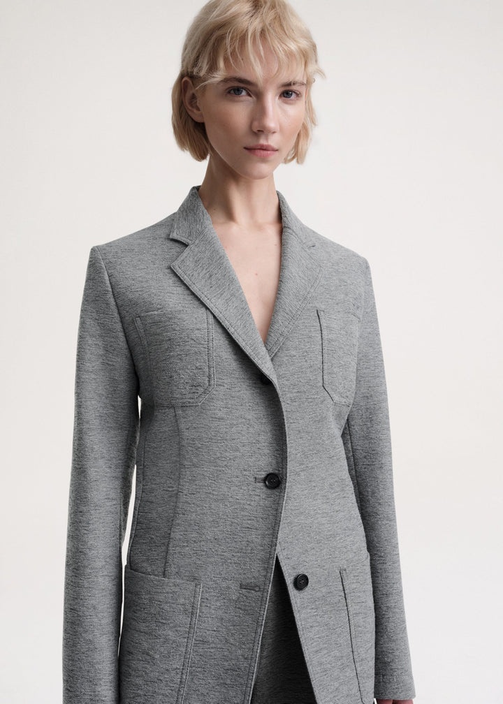 Slim wool-blend blazer grey mélange - 5