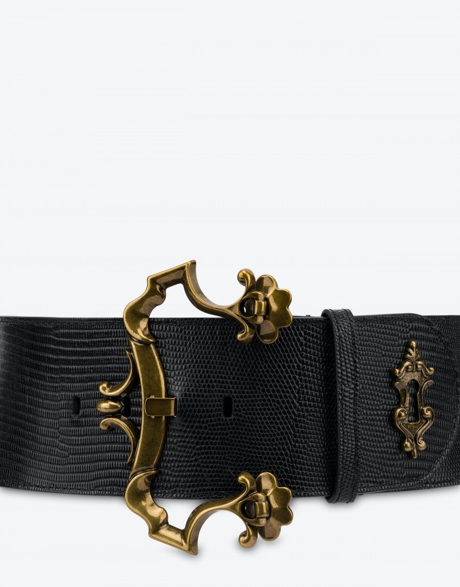 TEGU LIZARD-PRINT BAROQUE BUCKLE BELT - 2