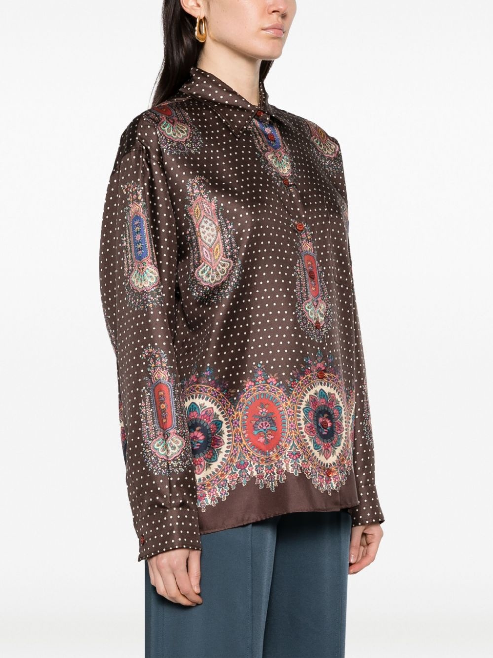 mix-print pointed-collar silk shirt - 3