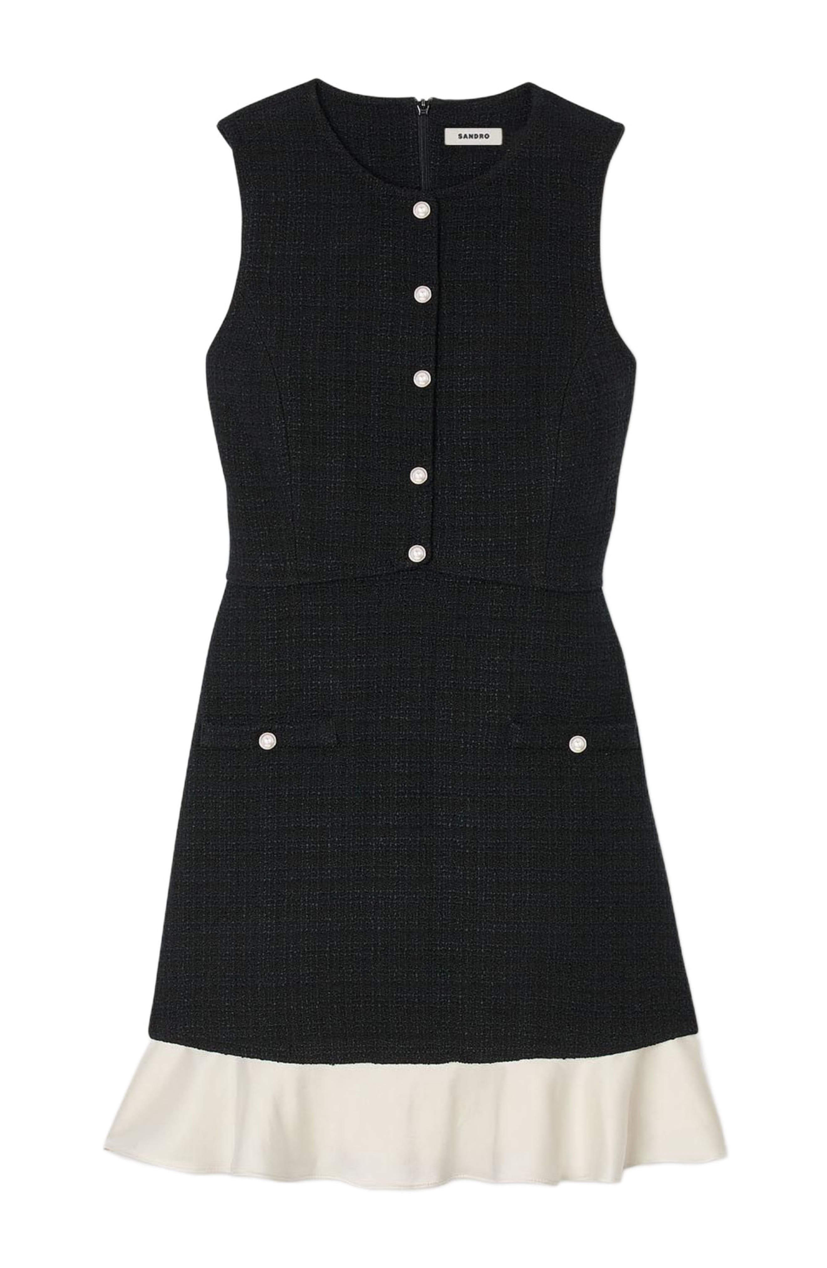 SANDRO Two-tone tweed short dress in Black at Nordstrom - 5