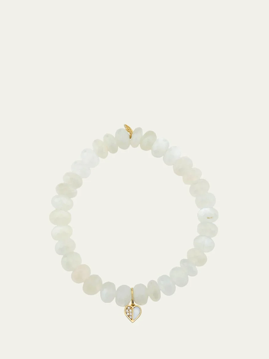 14K Half Heart Diamond and Mother-of-Pearl Bracelet - 1
