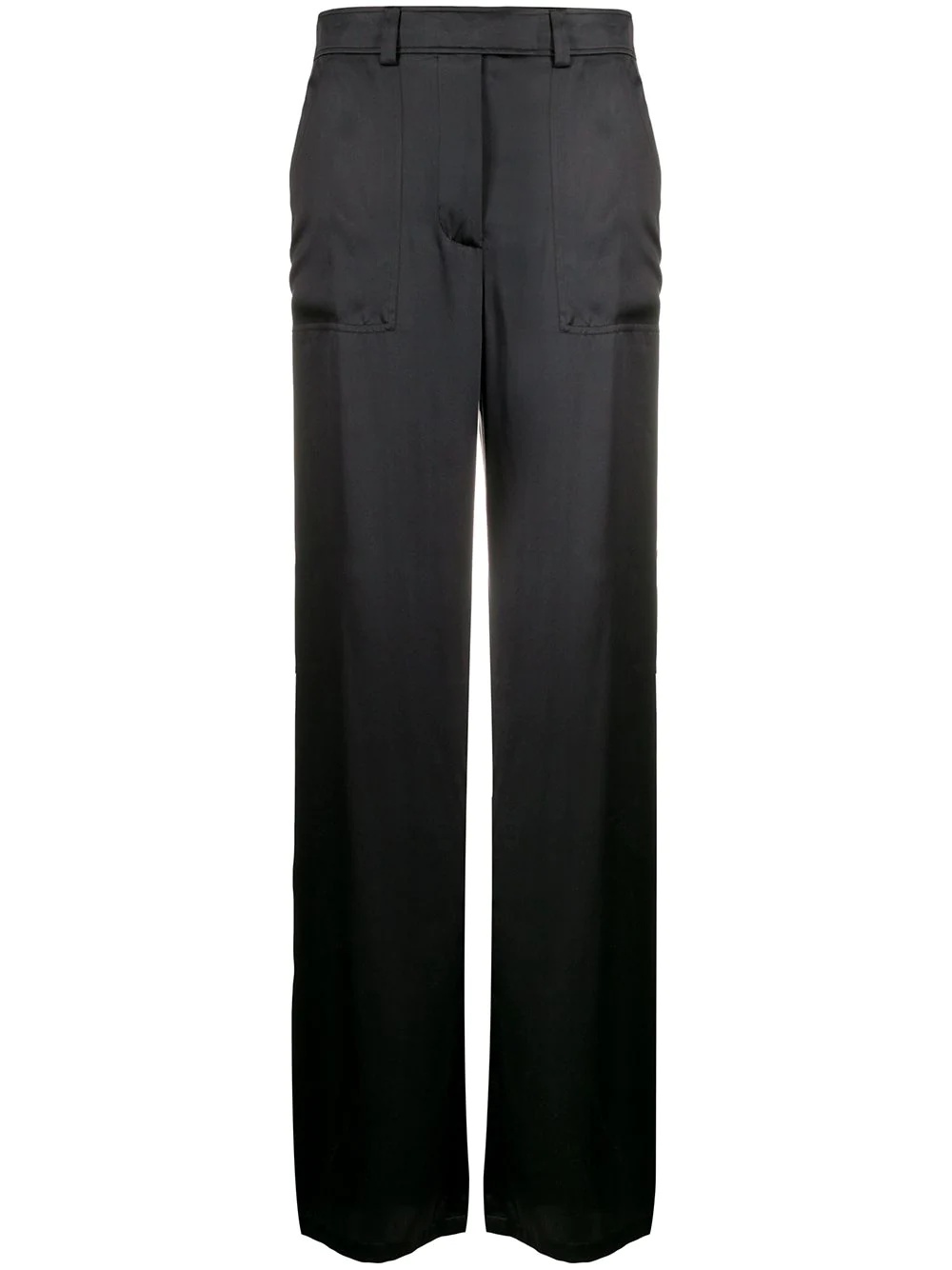 high-rise wide-leg satin trousers - 1