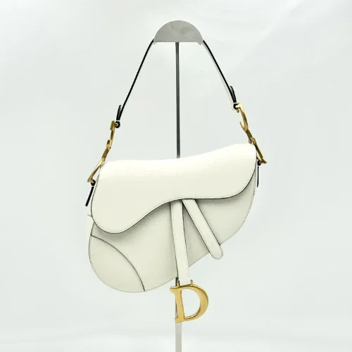 Christian Dior 2022 Grained Calfskin Latte Gold Saddle Bag M0446CBAA-M030 - 1