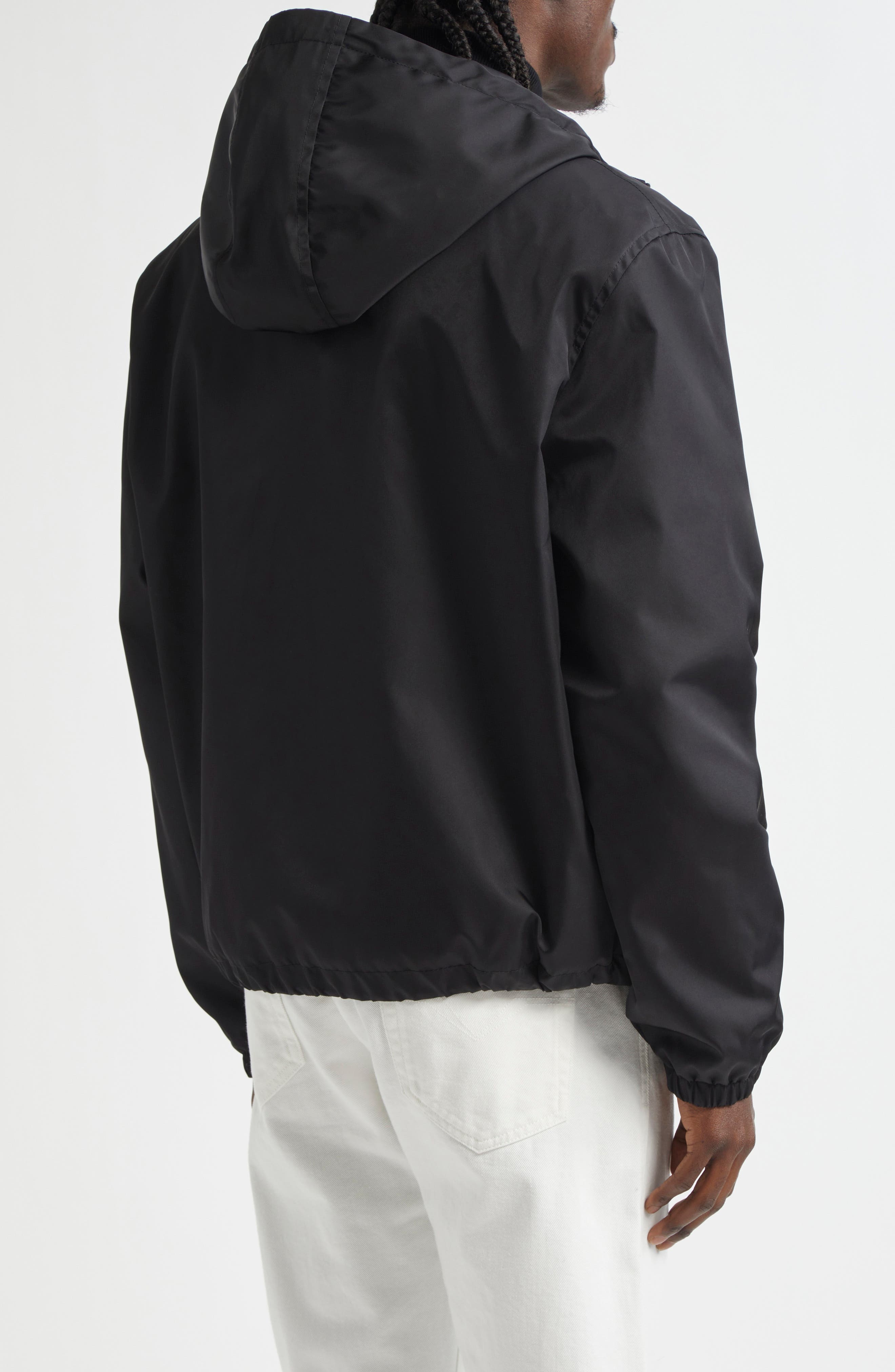 Versace Nylon Twill Hooded Windbreaker in Black at Nordstrom - 2