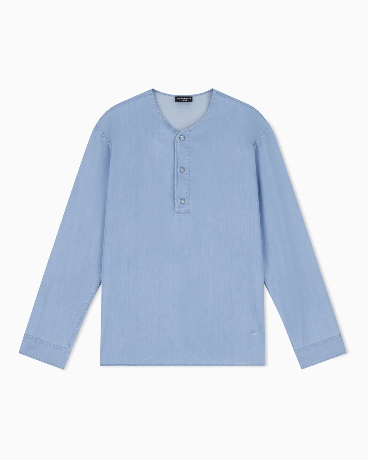 ICON LIGHTWEIGHT DENIM SHIRT WITH HENLEY COLLAR - 1