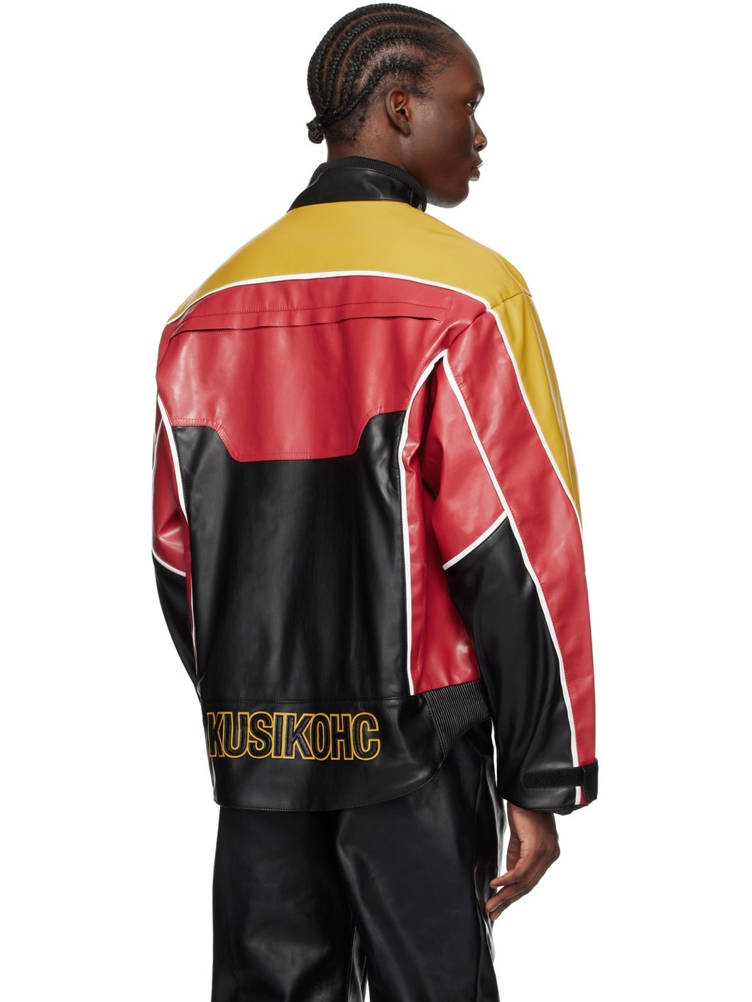 Black & Yellow Rider Faux-Leather Jacket - 3