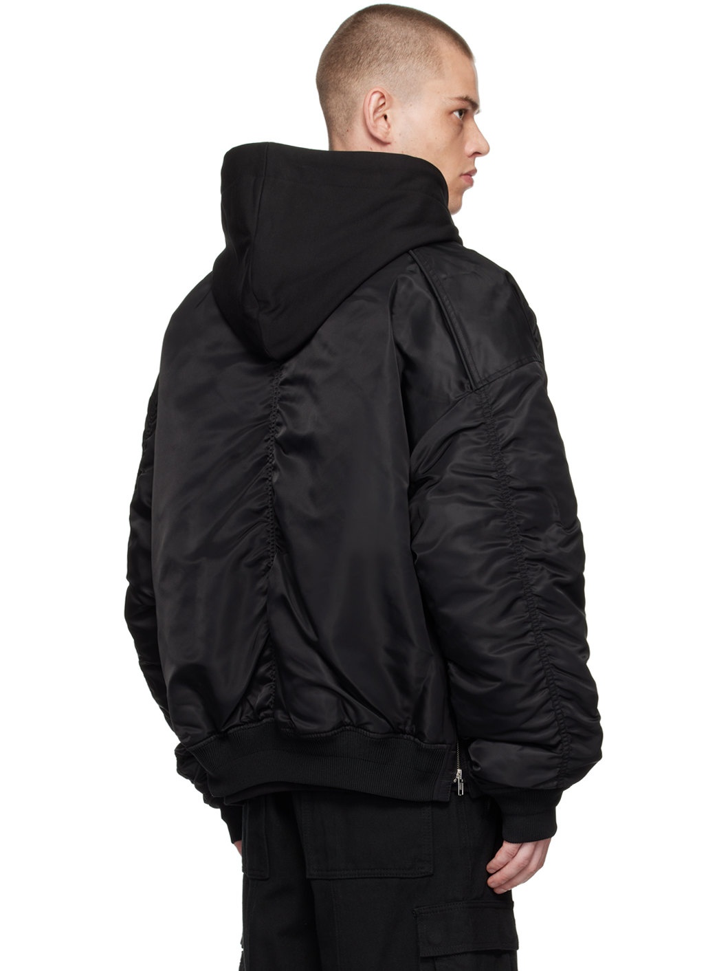 Black Layered Bomber Jacket - 3