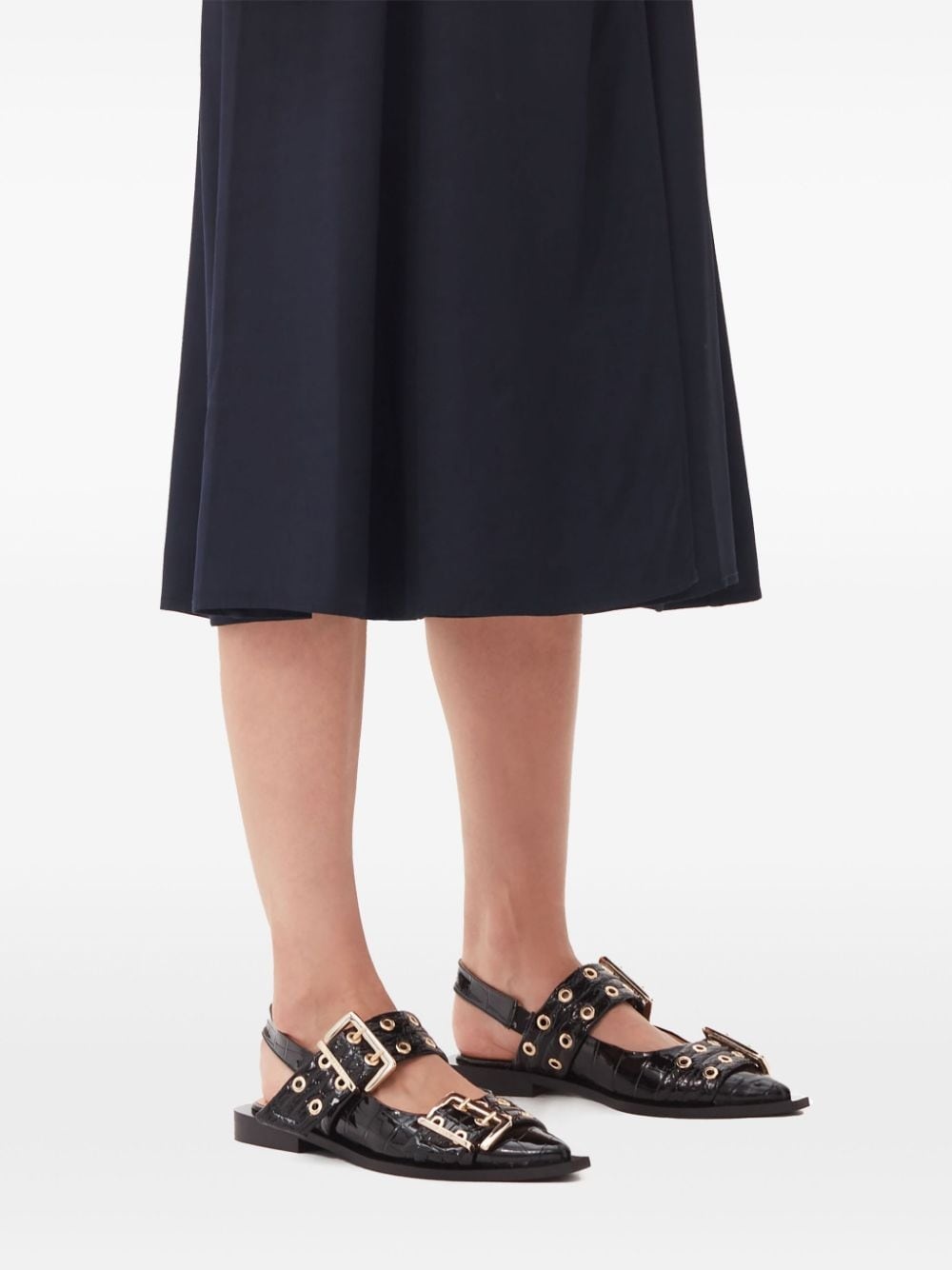 crocodile-effect bucked ballerina shoes - 4