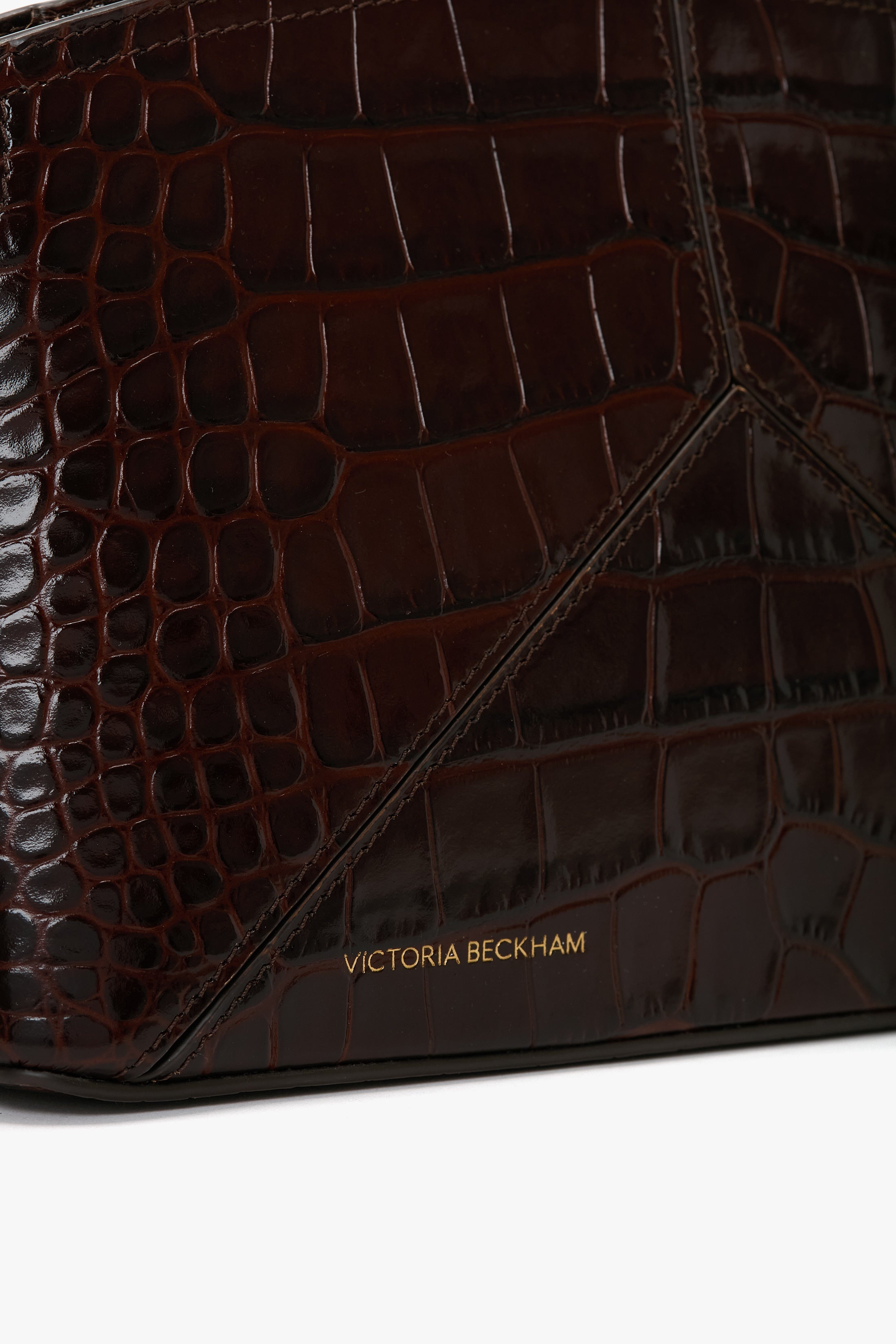Victoria Crossbody Bag In Dark Brown Croc Embossed Leather - 8