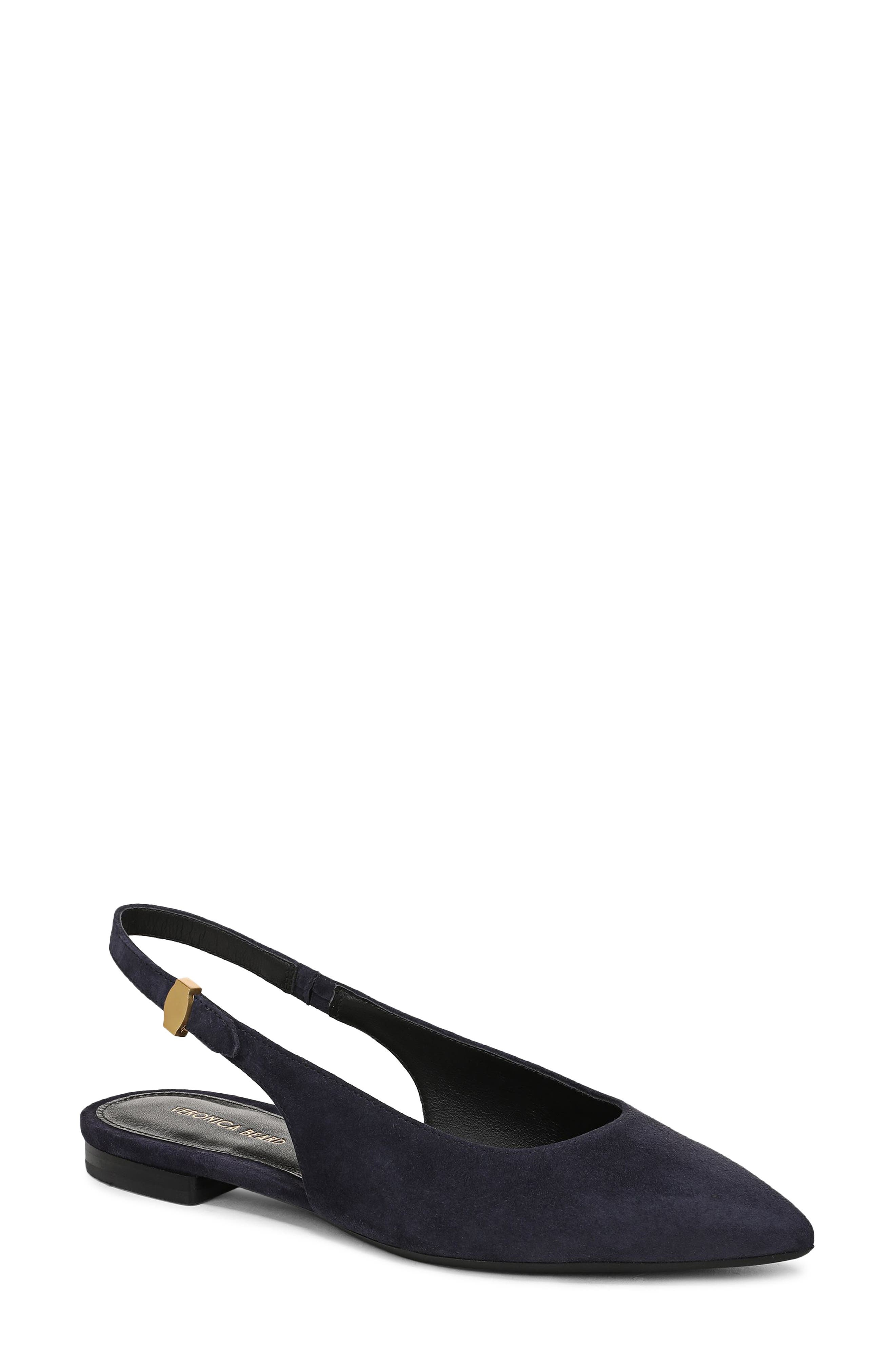 Veronica Beard Shina Slingback Pointed Toe Flat in Navy at Nordstrom - 1