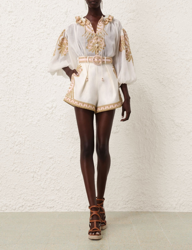 Zimmermann WAVERLY EMBROIDERED TUCK SHORT outlook