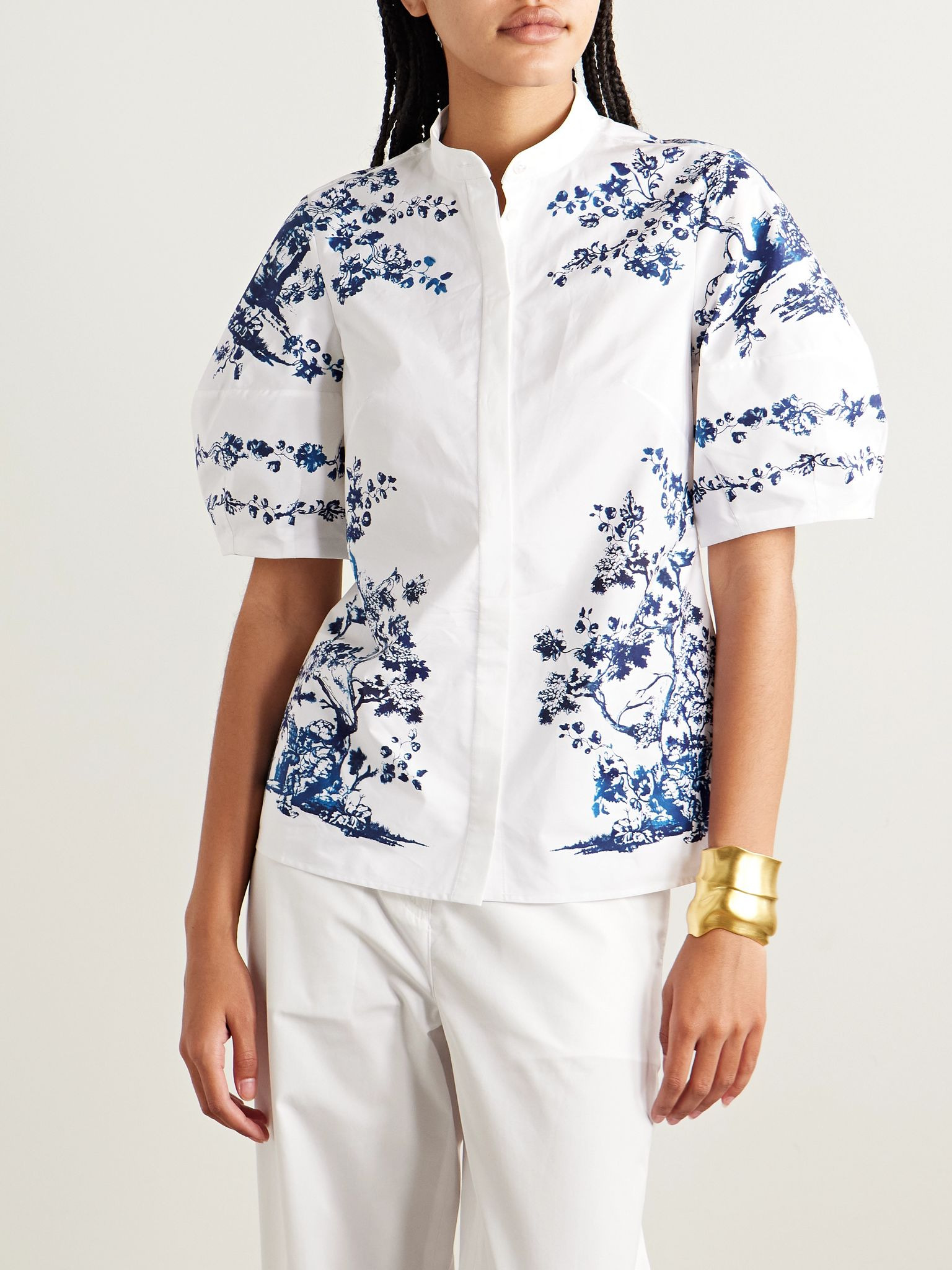 Printed cotton-poplin blouse White - 3