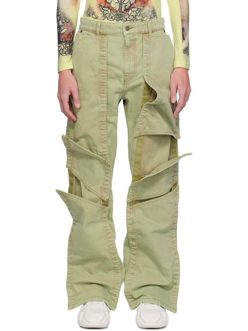 Green Velcro Multi Panel Jeans 1