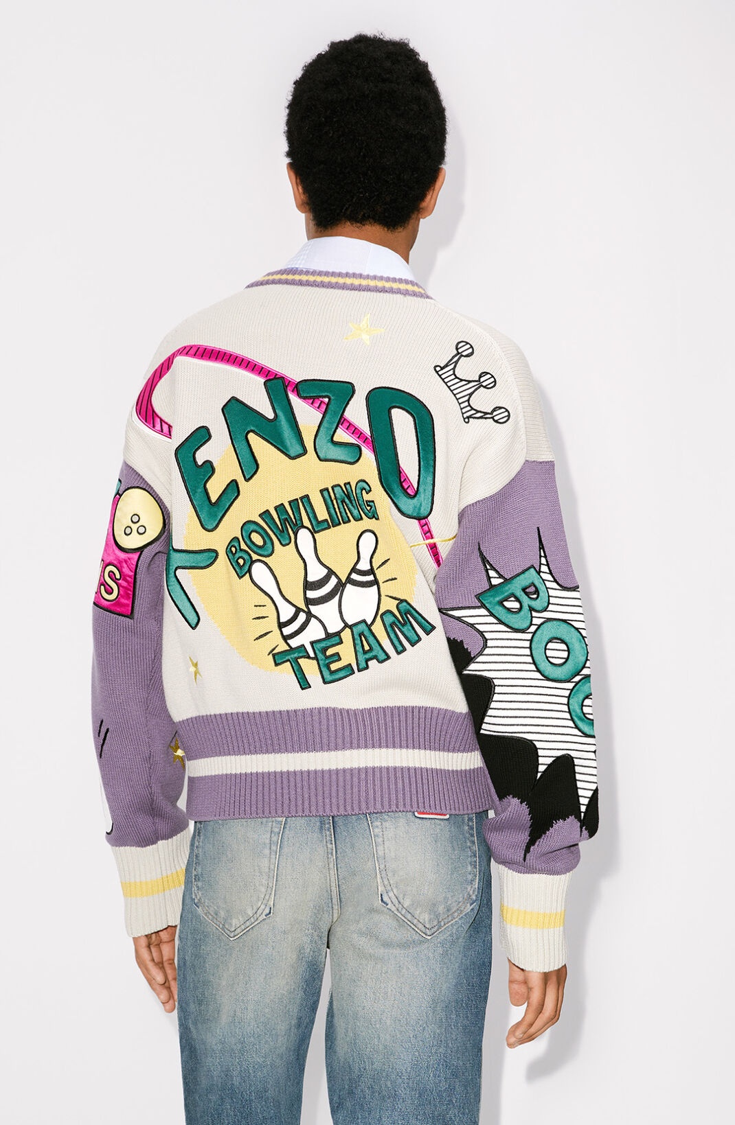 Kenzo Gray amp; Purple Kenzo Paris Bowling Elephant Sweater