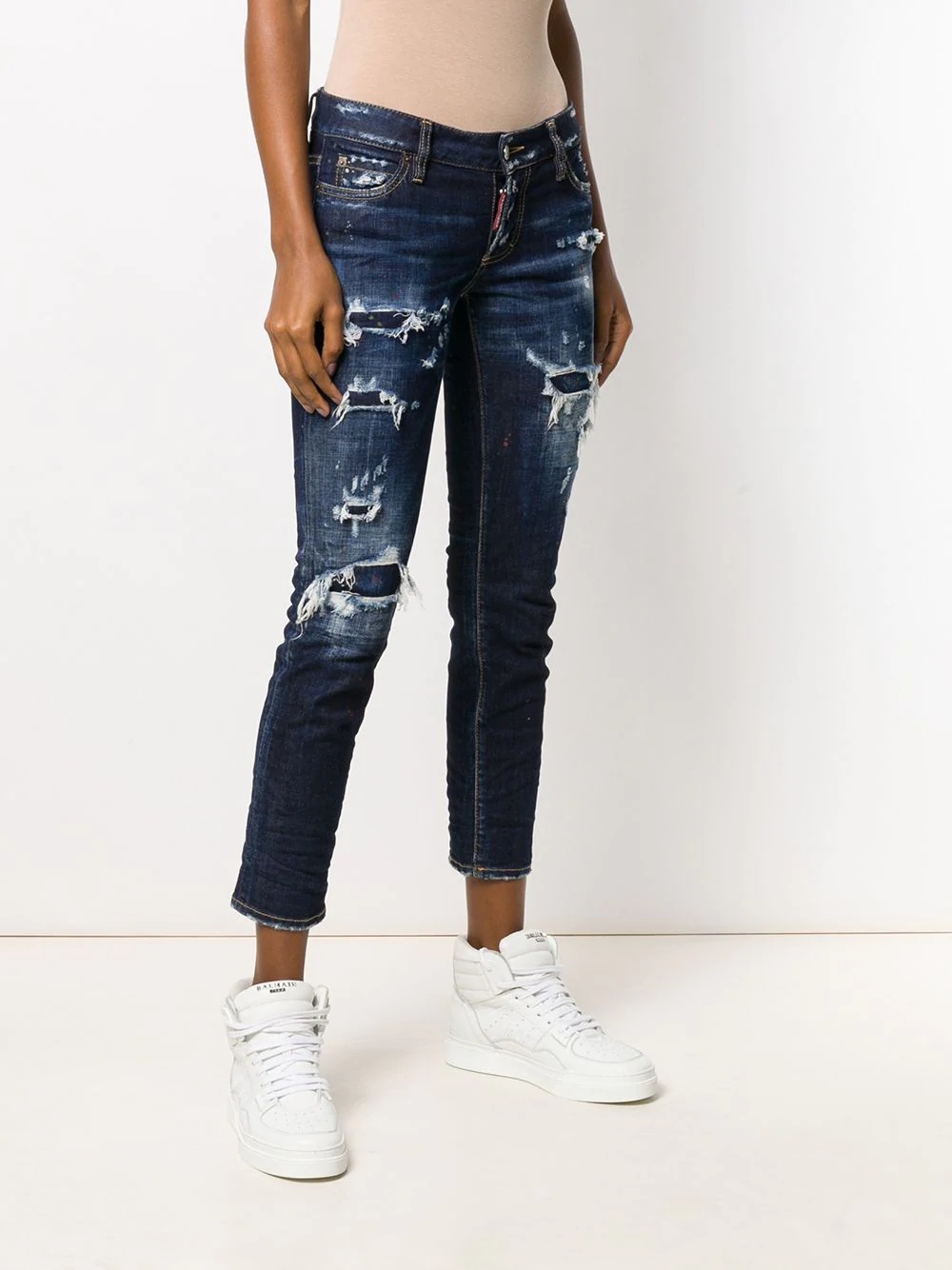 distressed cropped jeans - 3