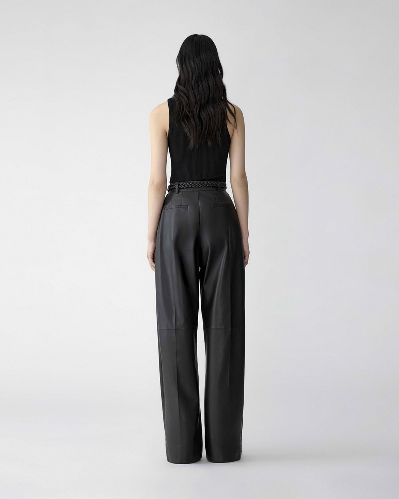 Kaia Leather Pants with Braided Belt 3