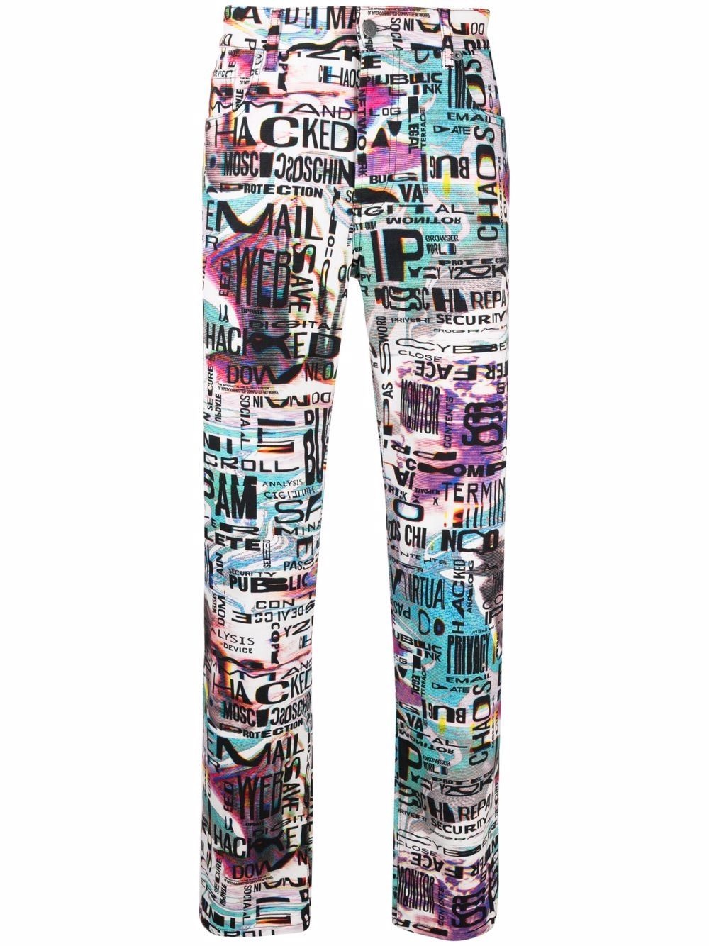 Glitch-print slim-fit jeans - 1