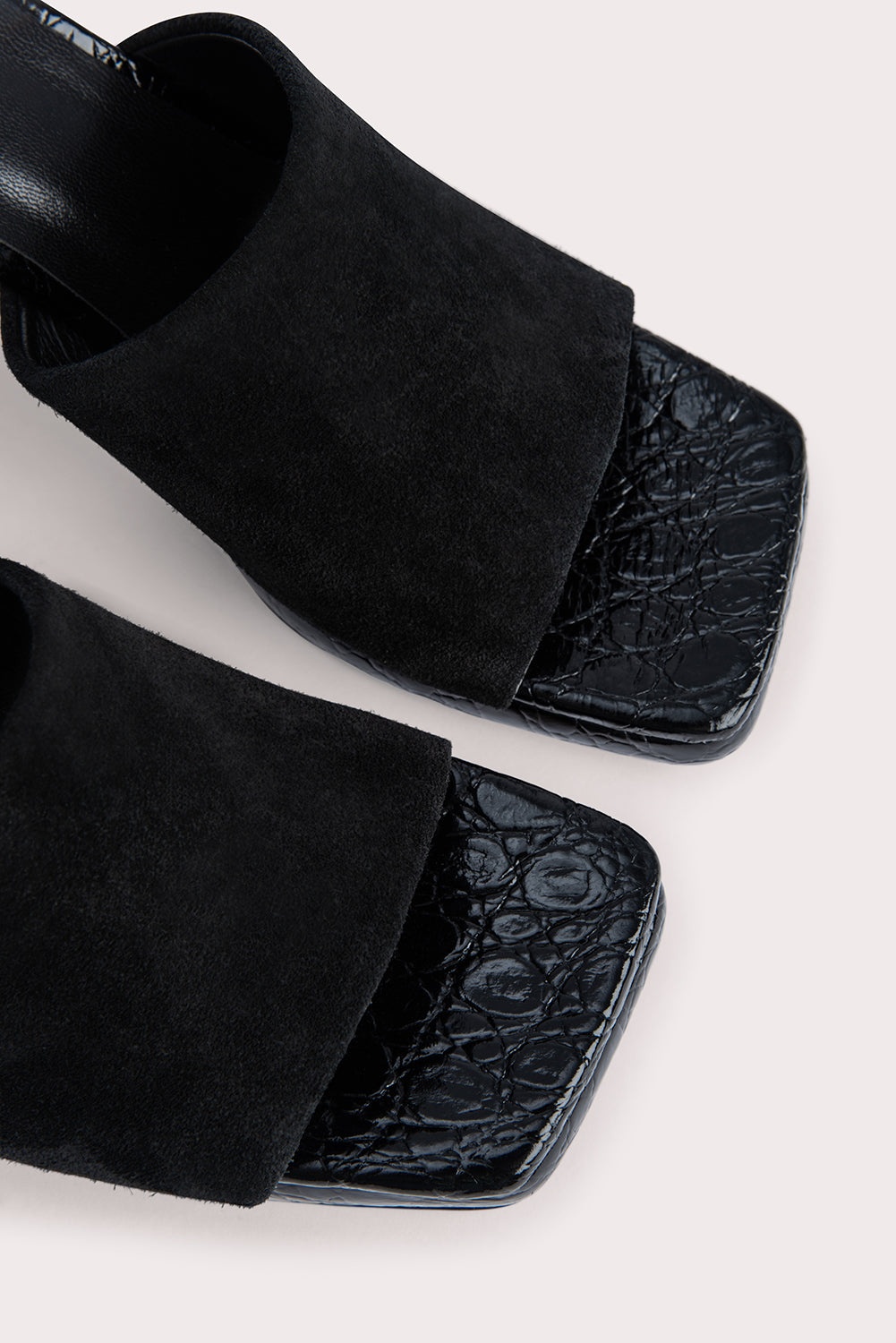 Beliz Black Croco and Suede Leather - 3