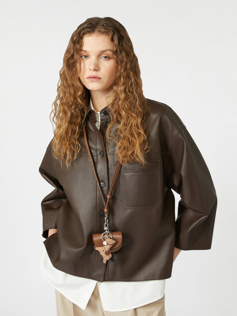 Boxy-fit Nappa leather jacket - CHOCOLATE 5
