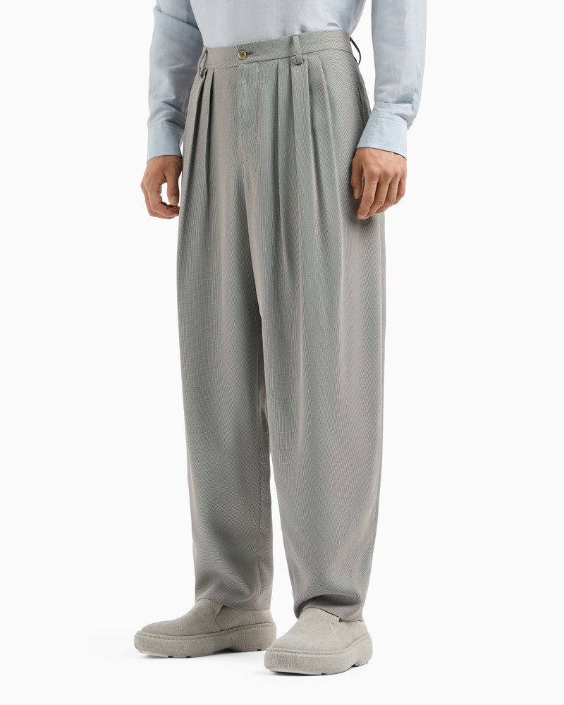 GIORGIO ARMANI DOUBLE-PLEAT TROUSERS IN A MICRO-TEXTURED VISCOSE BLEND outlook
