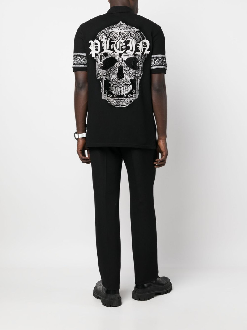 PHILIPP PLEIN bandana-print 반바지 소매 폴로 셔츠 outlook