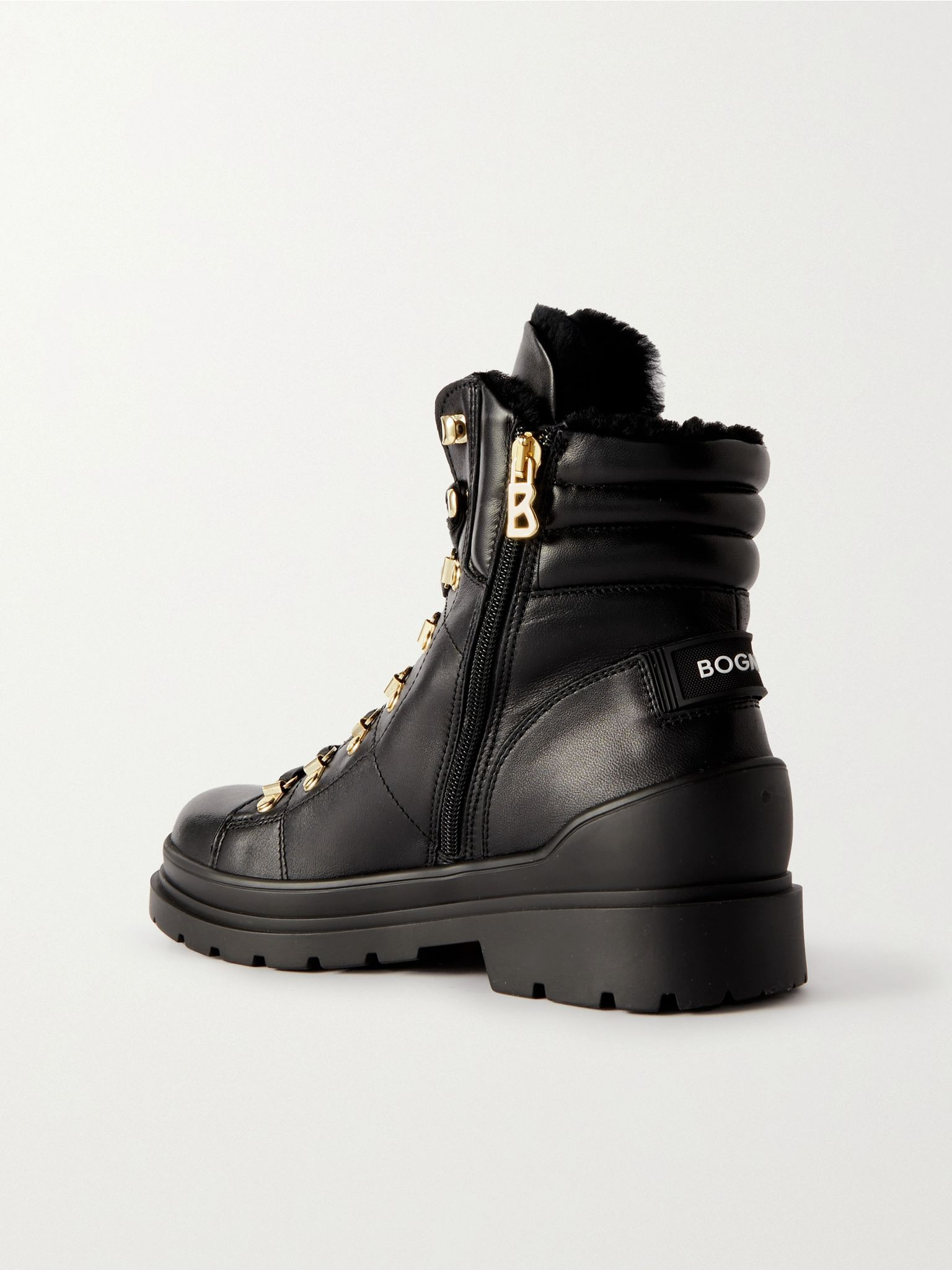 St. Moritz 9 shearling-lined leather ankle boots Black - 3
