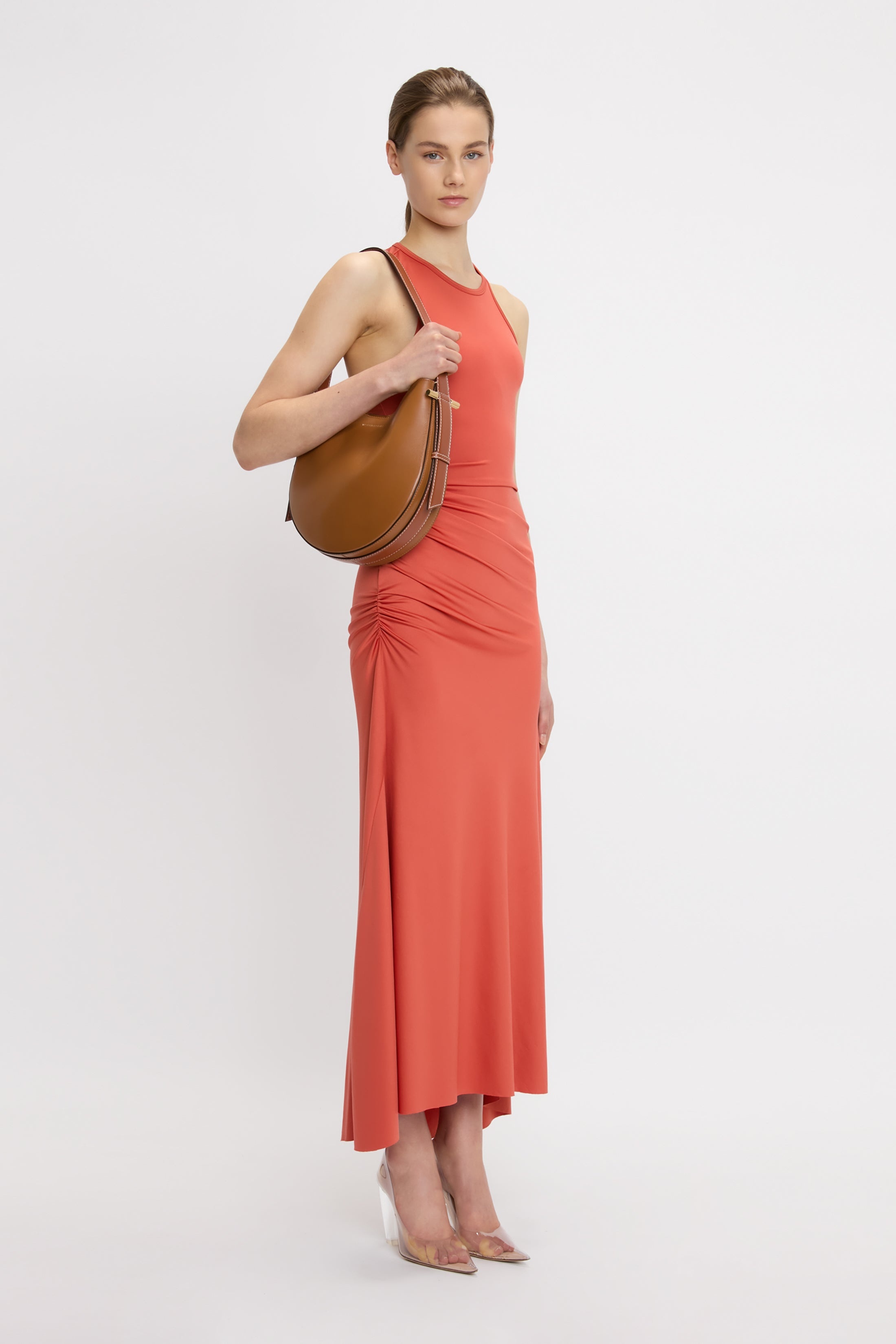 Medium Dia Hobo Bag In Tan Smooth Leather - 3