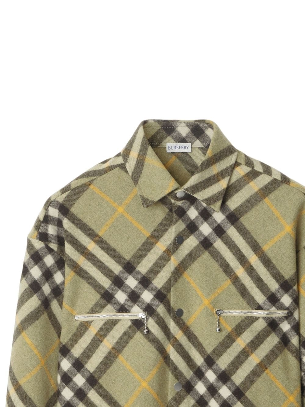 checked wool-blend shirt jacket - 5