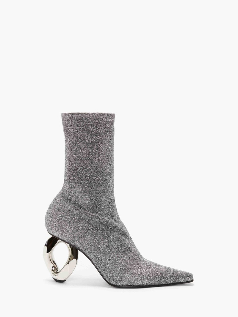 CHAIN HEEL ANKLE SOCK BOOTS 1