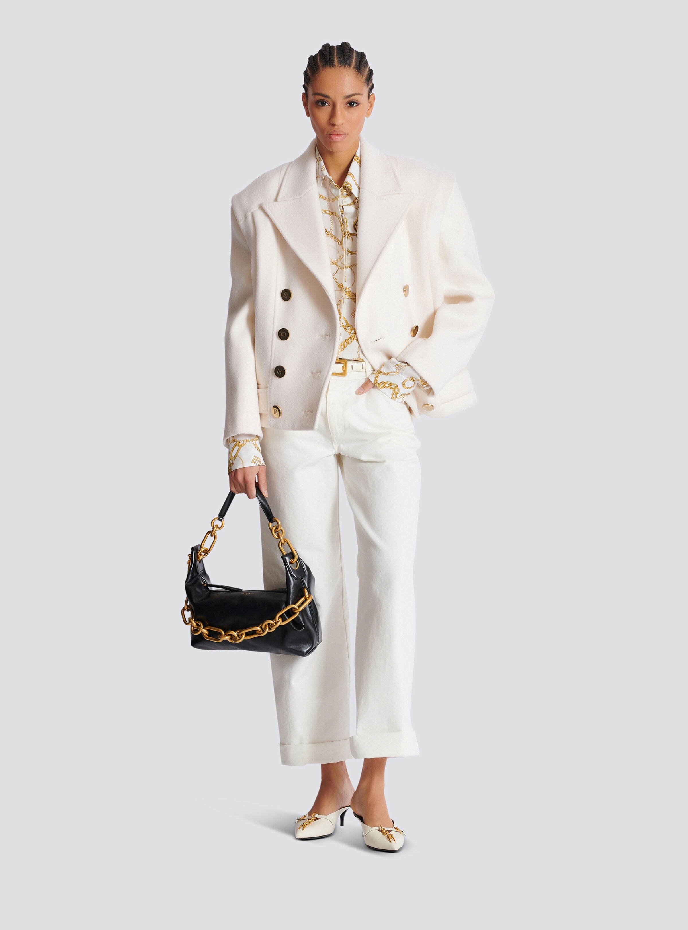 Cropped cashmere reefer jacket - 2