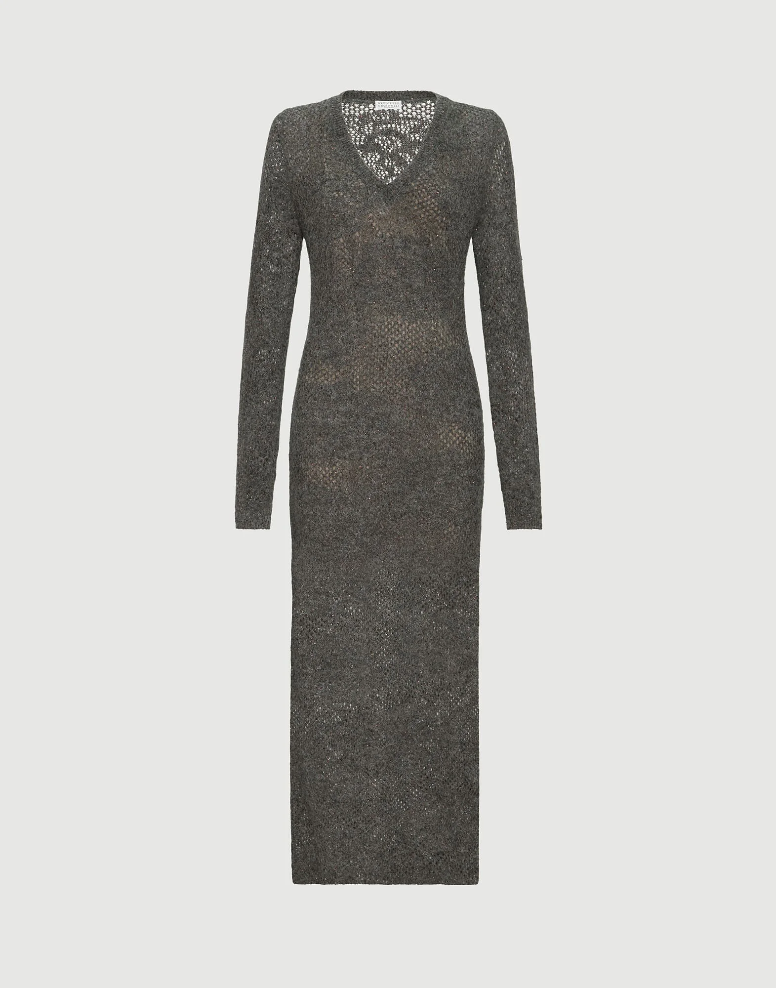 Lace flowers knit dress in sparkling mohair and virgin wool - 1