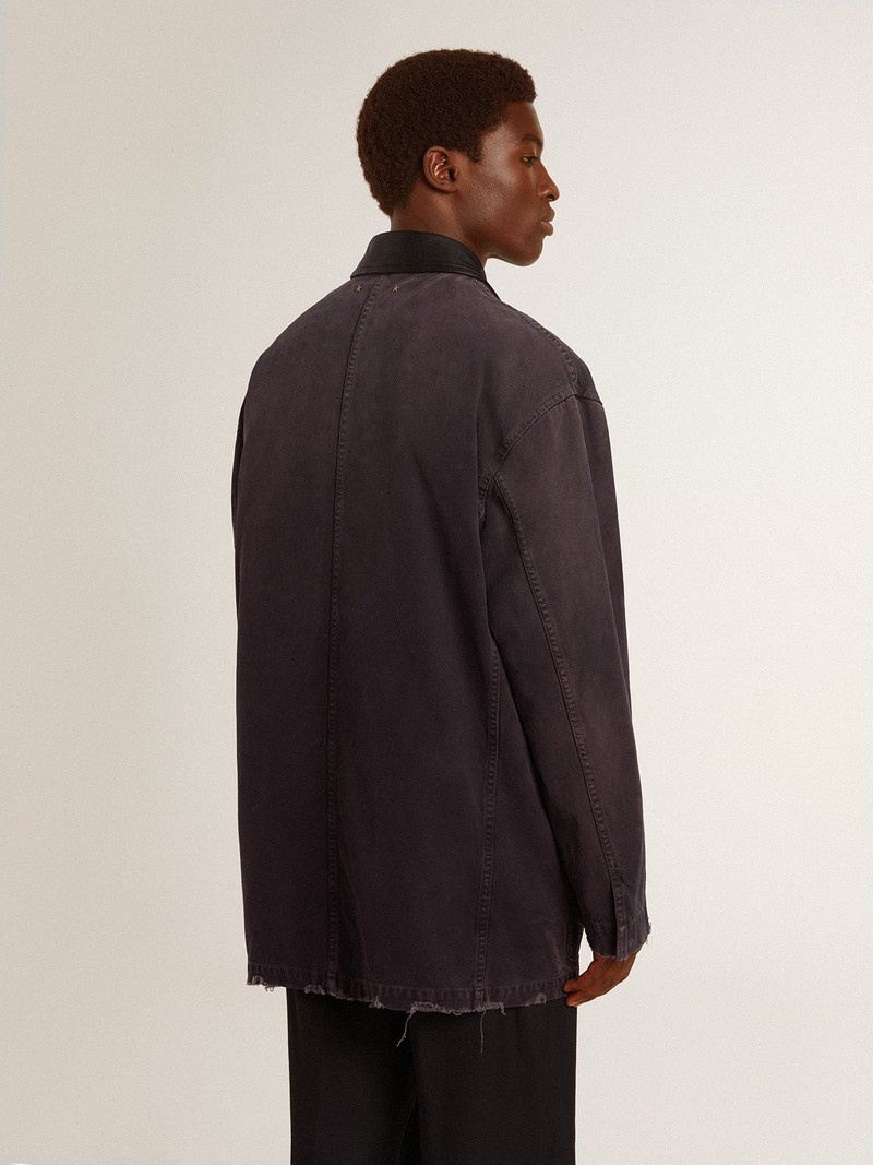Men's denim 재킷은 흥분된 세부사항과 가죽 고리를 가진 재킷을 칩니다 4