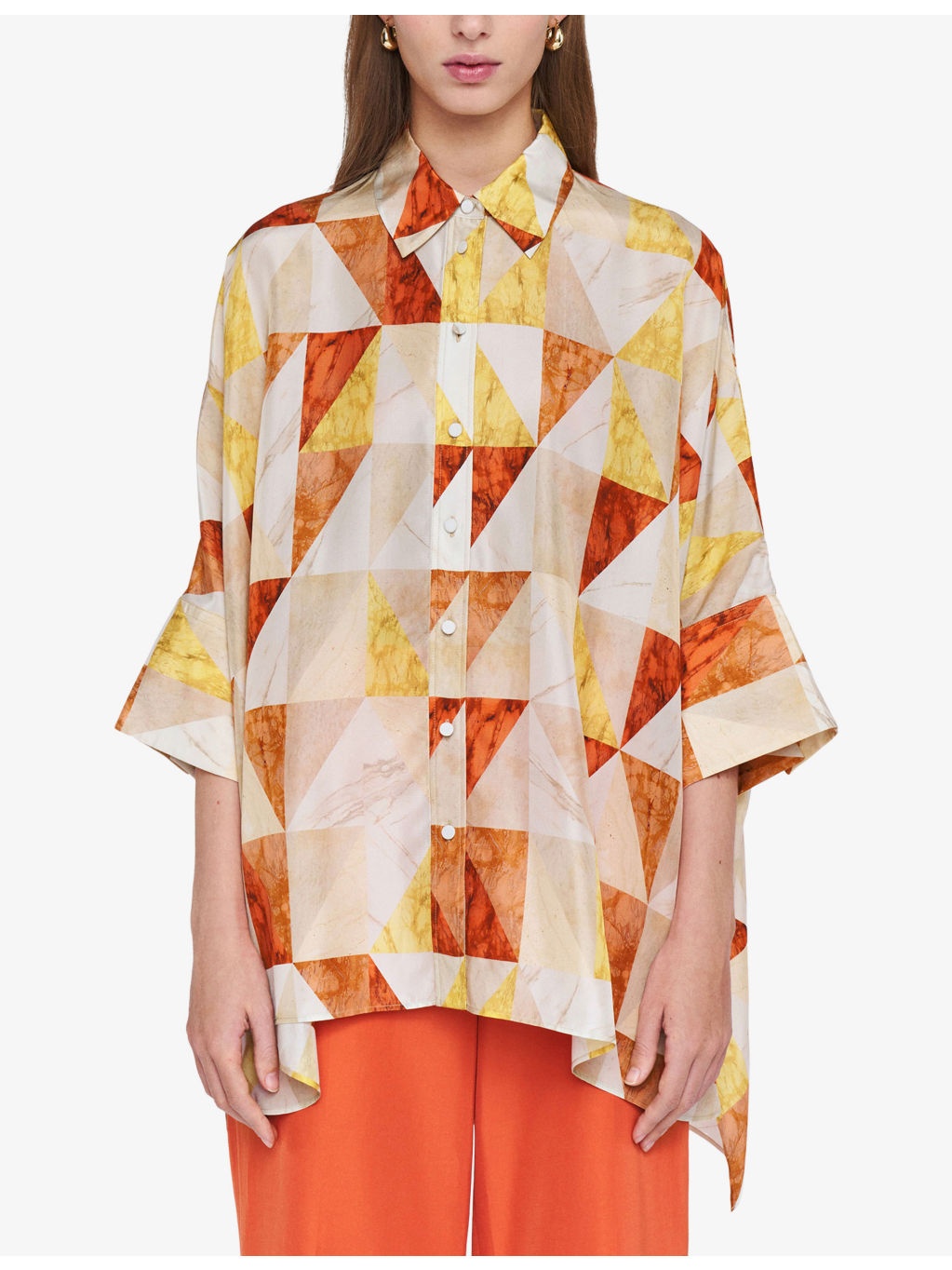 Arcole Marble-Print Silk Shirt - 3
