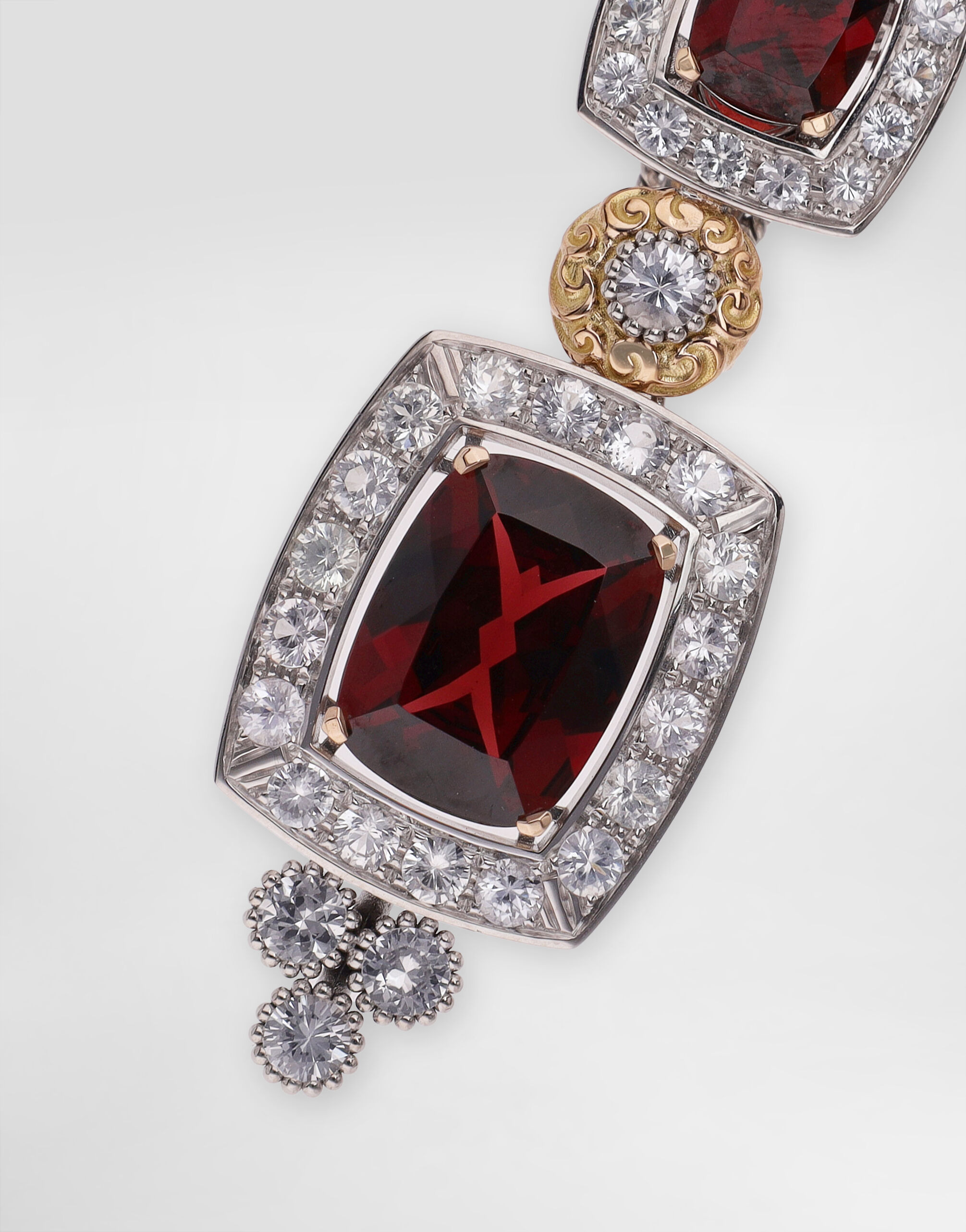 Eleganza Earrings 18-carat white and rose gold, garnets, and sapphires - 2
