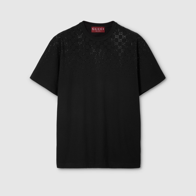 Cotton jersey T-shirt with crystals 1