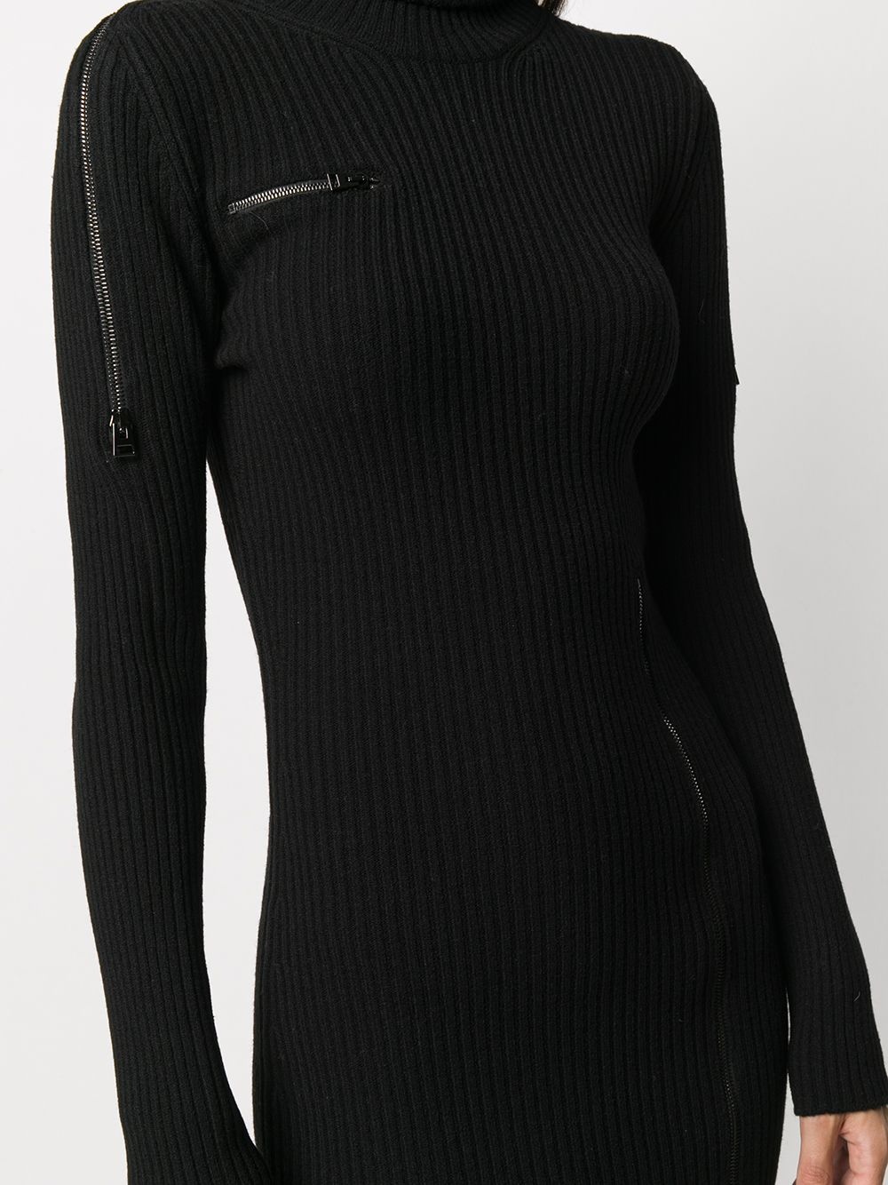 contrasting zips knitted turtleneck dress - 5