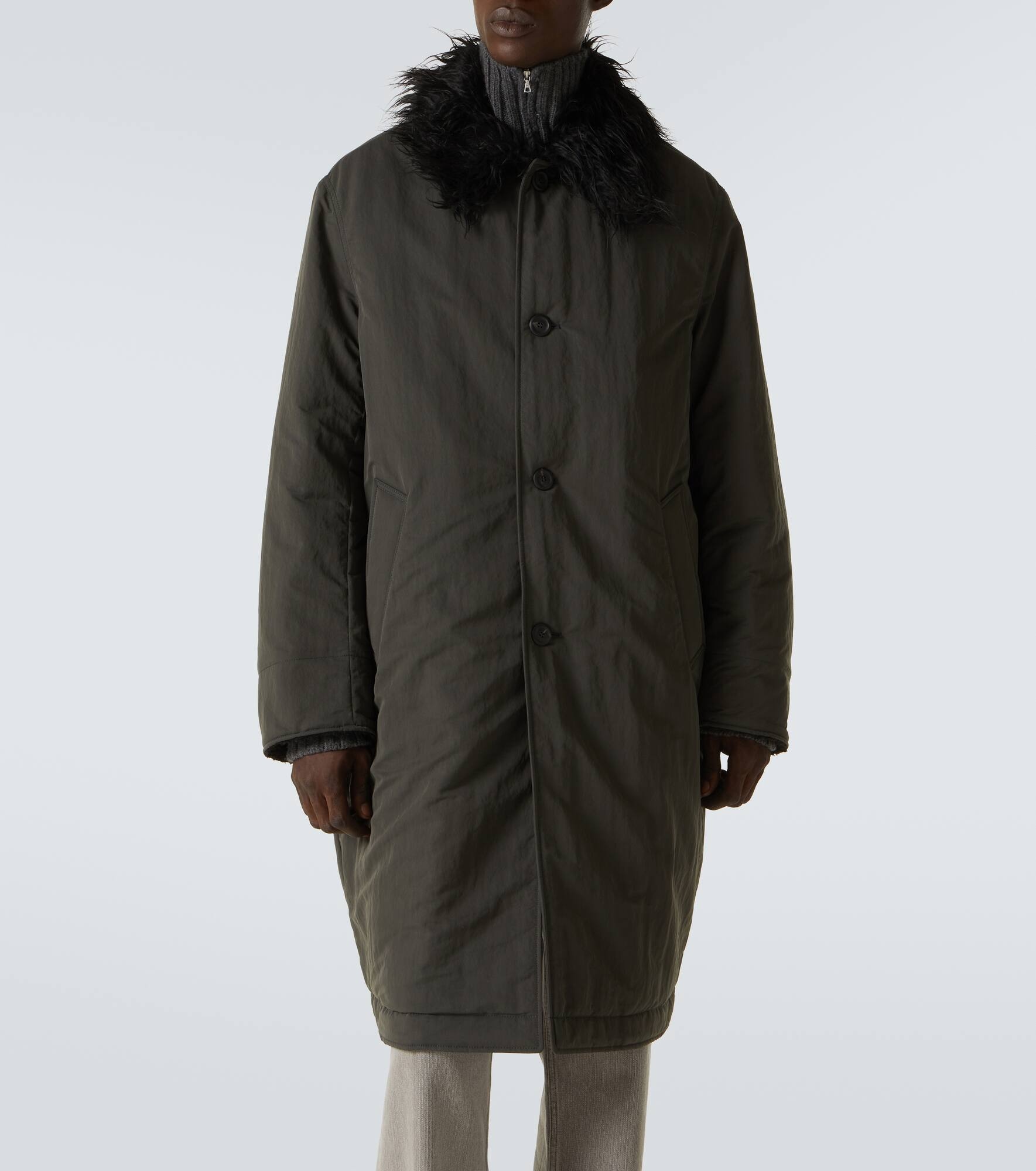 Polar faux fur-trimmed coat - 3