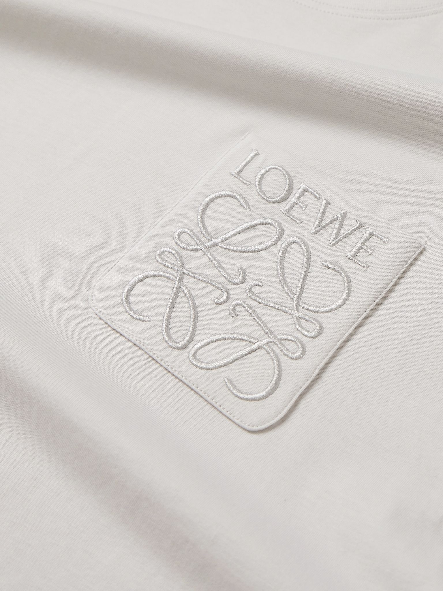 Logo-Embroidered Cotton-Jersey T-Shirt Light gray - 5