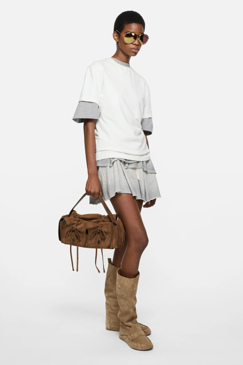 Multipocket suede shoulder bag - Cognac brown 2